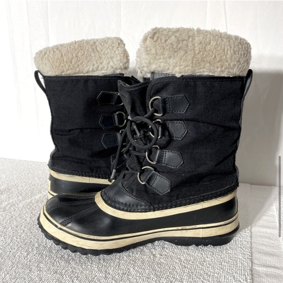 Sorel Black White Mid Calf  Winter Carnival Boots 8 - Picture 9 of 12